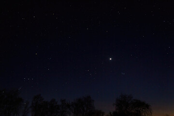 Fototapeta na wymiar Panorama blue night sky milky way and star on dark background. Starry sky