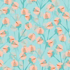 Plakat seamless twotone abstract flowers pattern background , greeting card or fabric