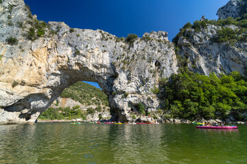 Fototapeta na wymiar Pont d'Arc, stone arch over Ardeche river, Auvergne-Rhone-Alpes, France