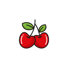 Cherry fruit logo design vector