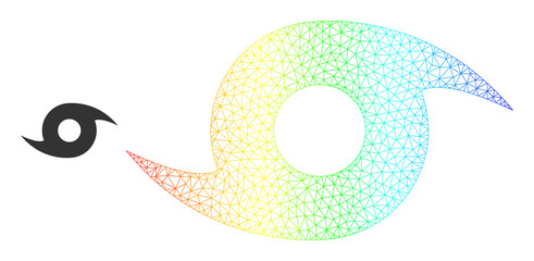 Rainbow vibrant mesh storm whirlpool. Vector model is created from storm whirlpool icon. Vibrant carcass mesh icon.