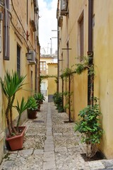 A narrow street in the city of Noto in Sicily, declared a World Heritage Site by UNESCO.