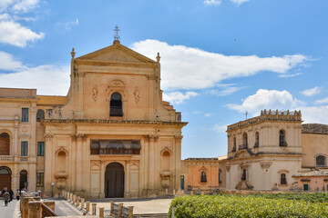 Fototapeta premium A church in the historic center of Noto in Sicily, a UNESCO World Heritage Site.