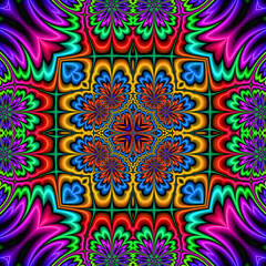 3d effect - abstract kaleidoscopic geometric fractal graphic