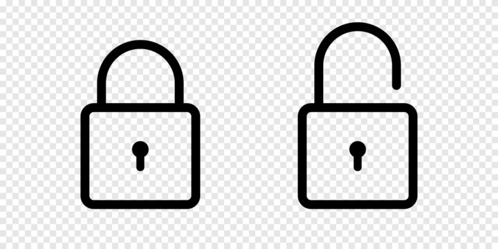 Lock icons isolated on transparent background