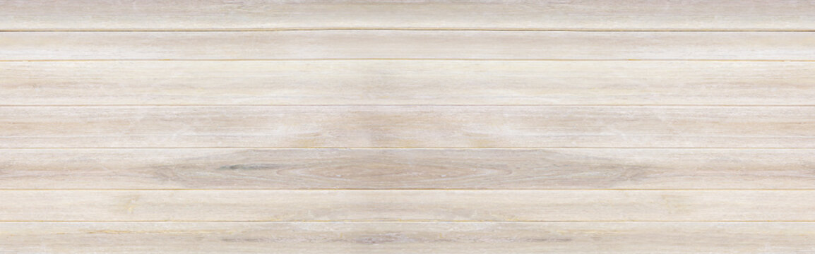 Panorama of brown wood plank texture and seamless background.