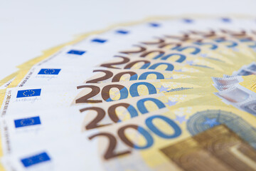 A load of 200 Euro banknotes in a pattern