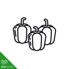 Three bell peppers vector line icon vector illustration