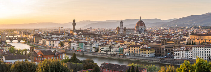 panoramic view of florence city at sundown, Italy - obrazy, fototapety, plakaty