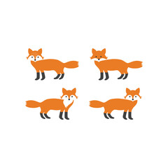Obraz premium Fox colorful cartoon character. Red foxes vector illustration.