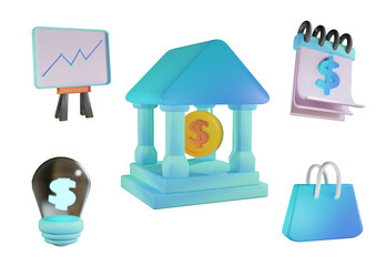3d illustration of business theme icons that can be used for posters, apps, websites or others