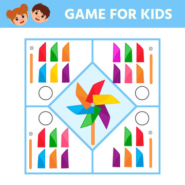 Educational game for preschool children. Find out what elements the picture consists of. Vane. The development of logic and attention. Vector illustration. Printable sheet