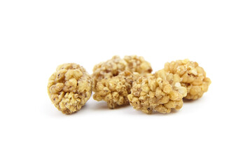 Mulberry dry berries morus alba isolated on white