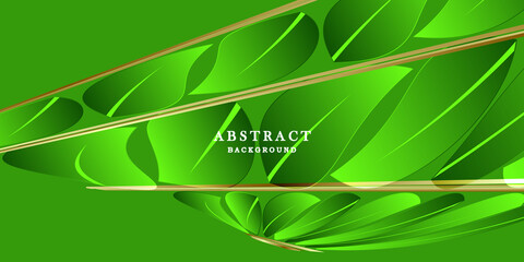 Fototapeta na wymiar Abstract green and gold background with leaves