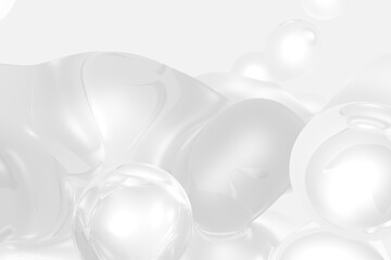 Minimalist white liquid metaball 3d illustration background
