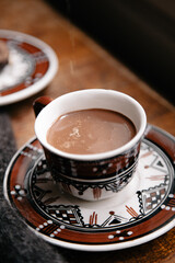 hazelnut hot chocolate milk in Moroccan cups