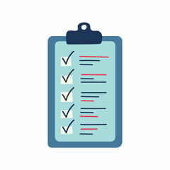 Checklist doodle icon. Hand drawn blue clipboard template vector illustration