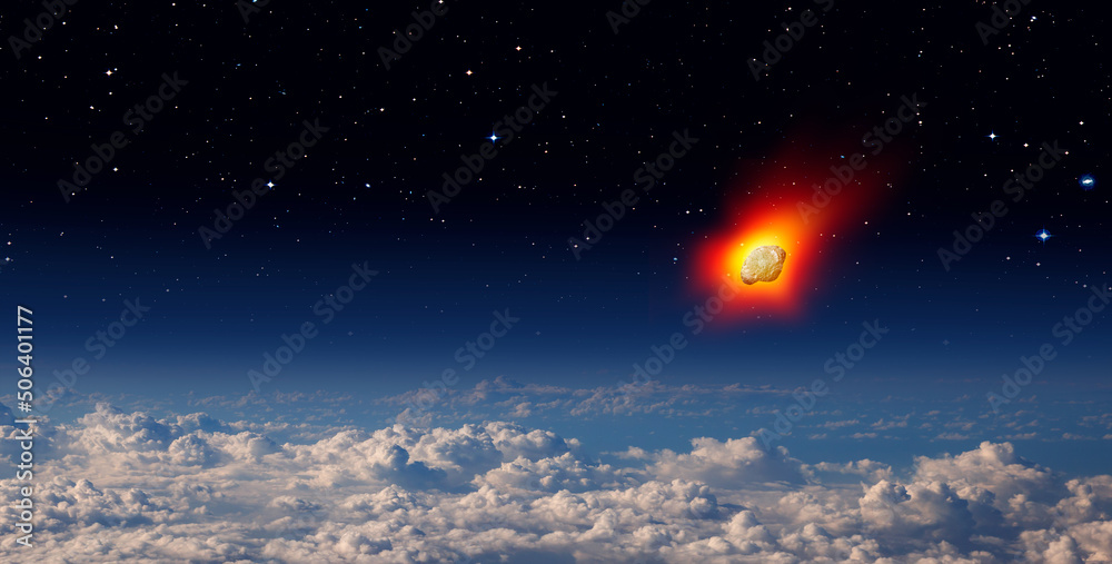 Poster Attack of the asteroid over the clouds 
