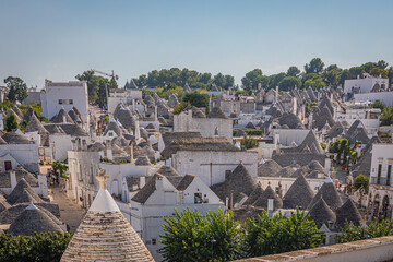 Alberobello is a small town in Apulia, southern Italy. It is famous for its unique trullo buildings.