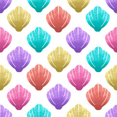 Colorful seashells repeat pattern illustration design art