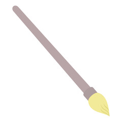 Paint brush. Artistic tool for coloring. Color vector illustration. Brush with stiff yellow bristles. Device for creativity. Isolated background. Flat style. Idea for web design.