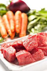 Raw Ingredients For A Traditional Beef Stew Recipe