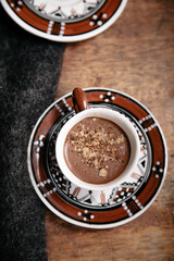 hazelnut hot chocolate milk in Moroccan cups