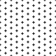 Fototapeta na wymiar Square seamless background pattern from black plus symbols. The pattern is evenly filled. Vector illustration on white background