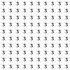 Square seamless background pattern from geometric shapes are different sizes and opacity. The pattern is evenly filled with big black number three symbols. Vector illustration on white background