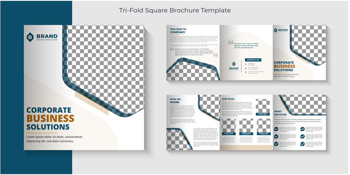 Tri-fold Square brochure design template, Creative corporate business Trifold Square brochure