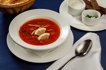 Traditional soup in Ukraine and Russia - solyanka