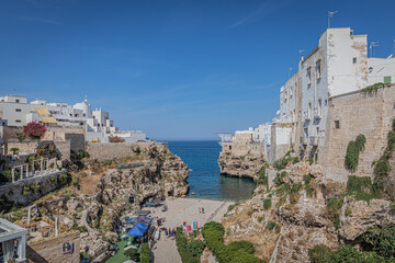 Polignano a mare is a town and comune in the Apulia, southern Italy, located on the Adriatic Sea.