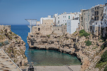 Fototapeta na wymiar Polignano a mare is a town and comune in the Apulia, southern Italy, located on the Adriatic Sea.