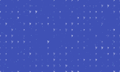 Seamless background pattern of evenly spaced white wheat symbols of different sizes and opacity. Vector illustration on indigo background with stars