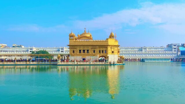 The Golden Temple, Harmandir Sahib, a Sikh temple in the town of Amritsar in Punjab State of India, Asia
