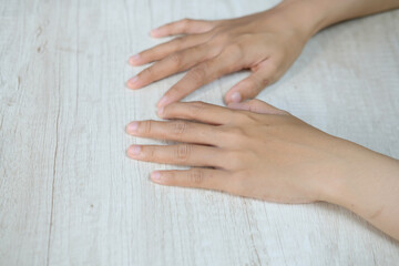 Obraz na płótnie Canvas Closeup of Asian woman hand gestures