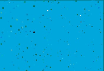 Light Blue, Green vector template with crystals, circles, squares.