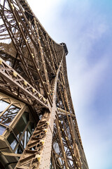 Detail view of Eiffel Tower in Paris, France