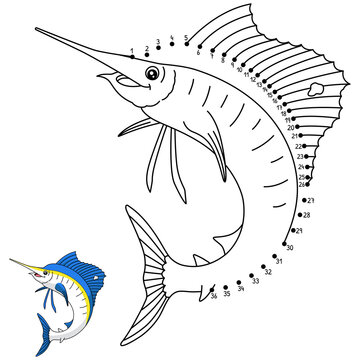 recommend clip art: Dot to Dot Sailfish Coloring Page for Kids
