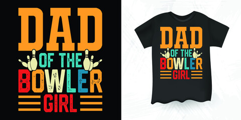 Father's Day Lover Funny Strike Bowling Gift Bowler Bowling Retro Vintage T-shirt Design