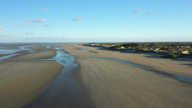 The fortifications of Utah beach by the beach in Europe, France, Normandy, towards Carentan, in spring, on a sunny day.
