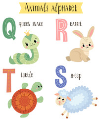 vector illustration of cute animals from A to Z. Children's alphabet in pictures.
