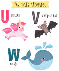 vector illustration of cute animals from A to Z. Children's alphabet in pictures.