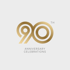 90 years anniversary logo design on white background for celebration event. Emblem of the 90th anniversary. - obrazy, fototapety, plakaty