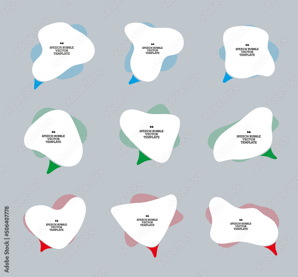Poster vector white speech bubble with stroked color repeating shape background, with place for text, messa
