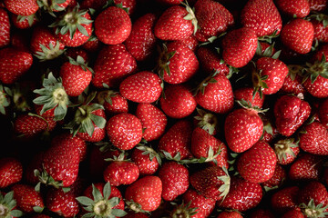 strawberries in basket top view close up
