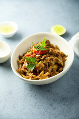 Wok noodles with chili and soy meat