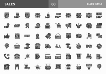 Sales icon set glyph of vector icons. Can used for digital product, presentation, UI and many more.