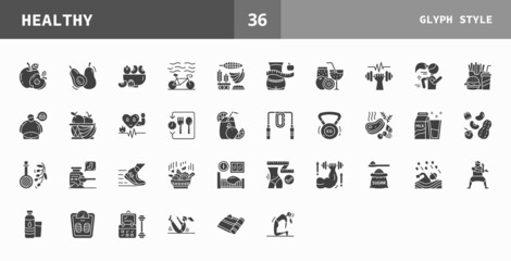 Healthy icon set glyph of vector icons. Can used for digital product, presentation, UI and many more.