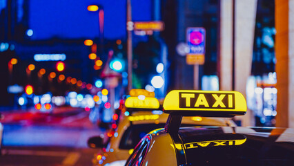 parking city taxi in front of colorful urban background